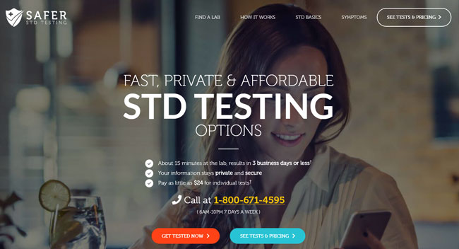 Safer STD Testing homepage